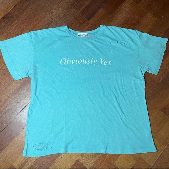 EUC Wildfox Obviously Yes Destroyed Graphic Short Sleeve Tee - Picture 7 of 15